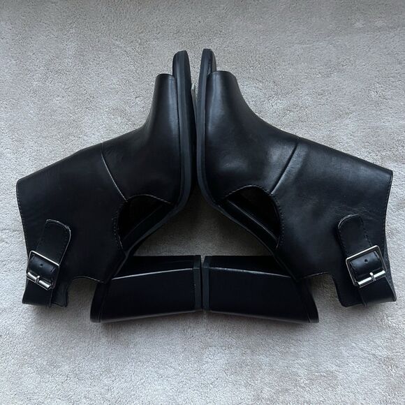 NEW Seychelles Battery Black Leather Open Toe Block Heel Bootie Sandals Women 6 - Picture 4 of 13